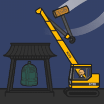 坊主がクレーン車で除夜の鐘を叩くゲーム | フリーゲーム投稿サイト unityroom